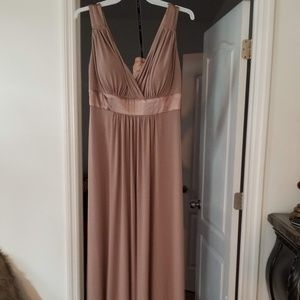 Formal long flowy caramel dress